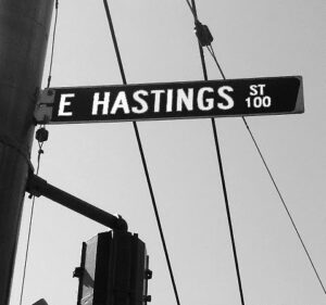 photo by Chloe Lewis Copyright UBC East Hastings street sign